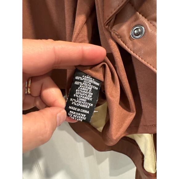 Ookie & Lala Drape Moto Faux Ponte Jacket in Luggage Color Size XL - Picture 4 of 9